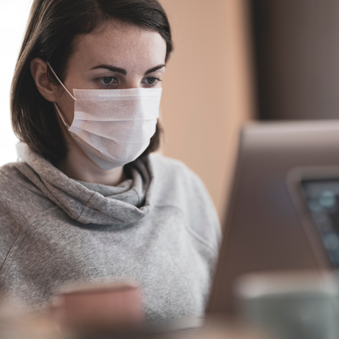 Woman wearing face mask Olive & Ash